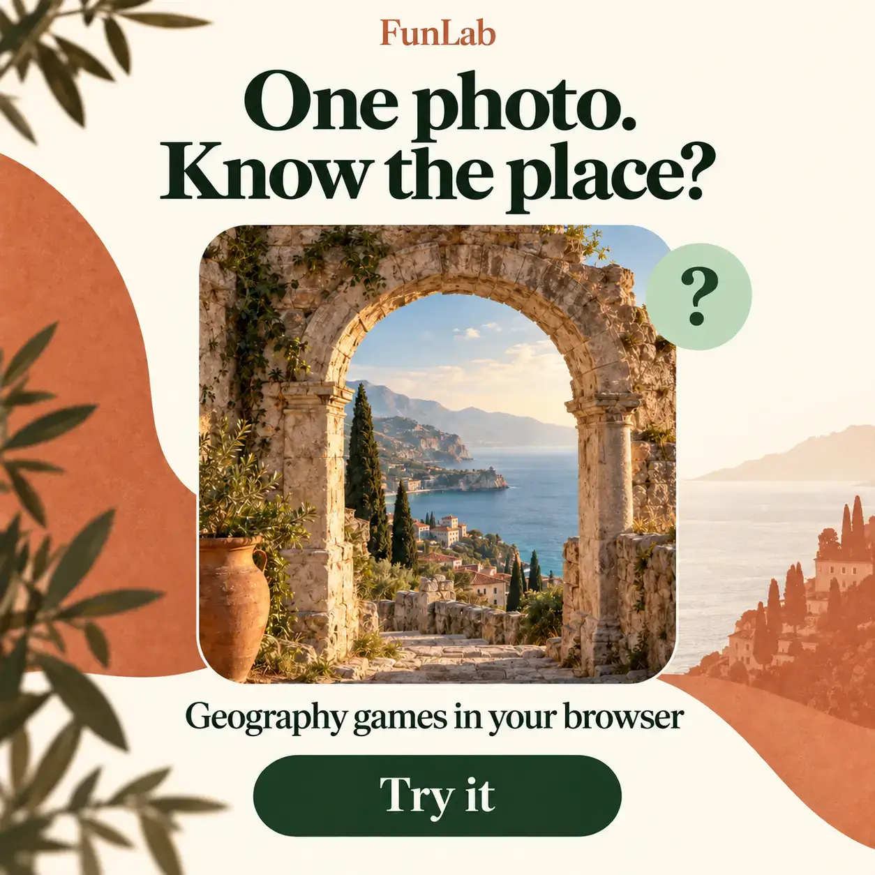 FunLab: one photo. Know the place? Geography games in your browser.